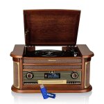 Tourne - disque roadstar hif - 1996d + bt - 33 / 45 / 78 tr / min, radio dab + / fm, cdmp3, cassette, ...