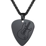 Trahoo - pendentif plectre / guitare, collier musical en acier inoxydable / plaqu or, bijou hip hop ...