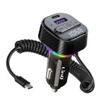 Transmetteur allume - cigare fm bluetooth avec c�ble usb - c spiral� pd 30w linq noir