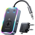 Transmetteur bluetooth 5. 3, adaptateur bluetooth jack 3, 5mm, supporte 2 casques, faible latence et ...