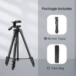 Trépied - trépied en aluminium de 152cm avec télécommande, support pour téléphone, ipad, appareil photo ... Trépied - trépied en aluminium de 152cm avec télécommande, support pour téléphone, ipad, appareil photo ...