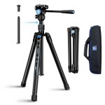 Tr�pied carbone sirui traveler x 152 cm - l�ger 0. 9 kg, rotule fluide panoramique 360, colonne centrale ...