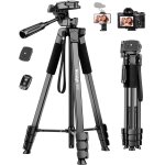 Trepied smartphone 172cm, tr�pied appareil photo l�ger en aluminium avec t�l�commande et support t�l�phone, ...