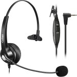 Trkk - casque tlphone fixe sans fil de 2, 5 mm monaural avec micro anti - bruit, contrle de volume, ...