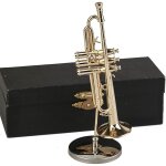 Trompette miniature en cuivre avec support et etui mini instrument de musique miniature rplique modle ...
