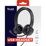 Trust ayda casque usb, 65% plastique recycl, microphone  rducteur de bruits, casque audio pc filaire ...