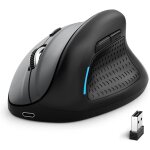 Tweh - souris verticale ergonomique sans fil 6 boutons, batterie rechargeable, 5 niveaux dpi rglables ...