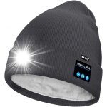 Unisexe led bluetooth bonnet lampe frontale, usb rechargeable 4 led musique parleur chapeau de course ...