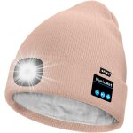 Unisexe led bluetooth bonnet lampe frontale, usb rechargeable 4 led musique parleur chapeau de course ...