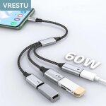 Usb type c vers usb 2. 0 usbc dock hub 3 en 1 usb c otg adaptateur pd60w charge pour macbook / pro / ...