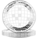 Vaisselle de fte disco, 25 pices, assiettes de fte en papier 9 pouces argent assiettes de fte en ...