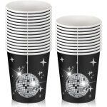 Vaisselle de fte disco, 25 pices, assiettes de fte en papier 9 pouces argent assiettes de fte en ...