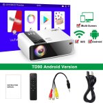 Version android - mini projecteur hd td90 natif 1280 x 720p led android wifi home cinma 3d film vidoprojecte ...