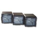 Vhbw 3x batteries compatible avec panasonic nv - gs500, nv - gs60, nv - gs80 cam�ra vid�o cam�scope (2000mah, ...