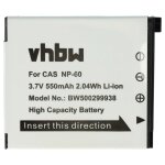Vhbw batterie remplacement pour casio np - 60 pour appareil photo (550mah, 3, 6v, li - ion)