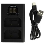Vhbw chargeur double compatible avec olympus om system om - 1 camra action - cam - station + cble micro ...