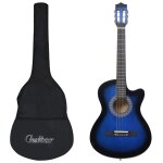 Vidaxl ensemble de guitare dcoupe classique 12 pcs 6 cordes bleu 38
