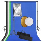 Vidaxl kit de studio photo avec lampes toile de fond et r�flecteur