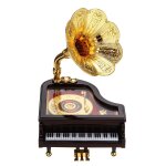 Vintage retro piano phonographe or trompette corne boite a musique dcorations pour la maison, noir