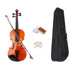 Violon acoustique naturel avec etui, instrument a cordes de colophane pour dbutant