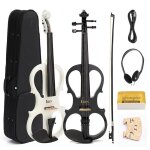 Violon electrique 4 / 4 avec cable d'arc de sac de transport pour casque pour débutant, noir Violon electrique 4 / 4 avec cable d'arc de sac de transport pour casque pour débutant, noir