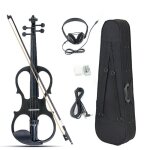 Violon electrique 4 / 4 pleine grandeur tilleul avec ligne de connexion ecouteurs et etui pour dbutants, ...