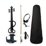 Violon electrique 4 / 4 violon electrique silencieux pleine grandeur violon ebony fretboard + case - ...