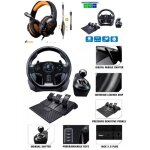 Volant 3 pdales levier de vitesse vido drive sport gs 850 - x compatible xbox sries xs ps3 ps4 + casque ...