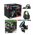 Volant et pdales de jeu race pro wheel 2 xbox sries xs ps4 switch pc spirit of gamer + casque gamer ...