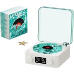 Waves haut, parleur bluetooth vintage, lecteur cd stro portable avec veilleuse et affichage de l'heure ...