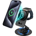 Wireless charging dock for apple, magsafe 2 in 1 charger stand for iphone 15 / 14 / 13 / 12, apple watch ...
