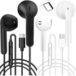 Wqs - lot de 2 couteurs filaires usb c de type c avec micro et contrle du volume pour iphone 15 plus, ...