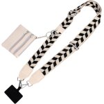 Wqs - sangle de tlphone avec pochette  fermeture eclair lanire de tlphone portable 2 en 1 dtachable ...