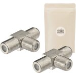 X2 adaptateur t 3 prise femelle tv type f rf coaxial doubleur splitter y diviseur connecteur a vis satellite ...