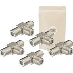 X5 adaptateur t 3 prise femelle tv type f rf coaxial doubleur splitter y diviseur connecteur a vis satellite ...