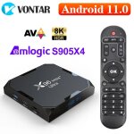 X96max plus ultra smart tv box, android 11, amlogic s905tage, 4 go, 64 go, 8k, wifi, bt, lecteur multimdia, ...