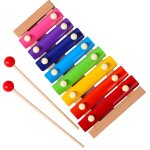 Xylophone pour enfants 8 tons barres colores glockenspiel professionnel en bois avec 2 maillets en bois ...