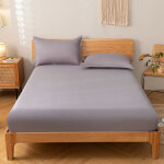 1 drap housse coton 150x190 cm, �lastique haut de gamme, gris chin�, pour lit 2 places, chambre adulte ...