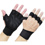 1 paire de gants doigts mi - long avec bandes poignet, paume silicone �paisse pour fitness cyclisme musculatio ...