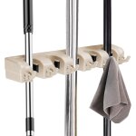 1 pc (beige)porte balai mural multifonctions, organiseur mural pour vadrouille et balai avec 5 emplacements ...