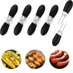 10 brochettes de mas, fourchette  mas, brochettes de barbecue en acier inoxydable, poigne de mas, ...