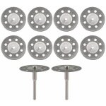 Lot de 10 disques de coupe diamant�s 22mm ? 2 mandrins 3mm ? pour coupe pr�cise de verre, pierre et porcelaine ...