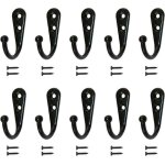 10 patères murales simples noires, équipées de vis de fixation. 10 patères murales simples noires, équipées de vis de fixation.