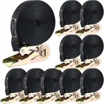 10 pcs 800 kg sangle  cliquet, sangle d'arrimage avec tendeur, sangle de serrage en polyester, 6m x ...