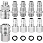 10 pi�ces coupleur pneumatique d'air avec anneau herm�tique, raccords de compresseur 1 / 4' bsp, raccord ...