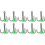 10 pi�ces hame�ons triples taille 10 acier carbone, tr�s tranchants couleurs vives pour leurres truite ...