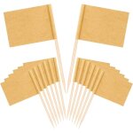 100 pcs drapeaux kraft cure dents, marron mini �tiquettes alimentaires drapeaux pour f�tes d�coration ...