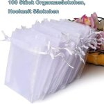 100 pcs sachets pochettes cadeau en organza avec rubans pour les cadeaux de no�l, drag�e cadeau faveur ...