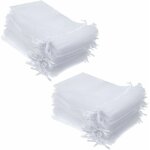 100 pi�ces 13x18cm blanc sacs organza sachets, utilisables comme pochettes � bonbons, pochettes � bijoux, ...