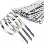 100 pi�ces attaches de c�ble robustes, collier de serrage inox en acier inoxydable serre - c�bles autobloquant ...